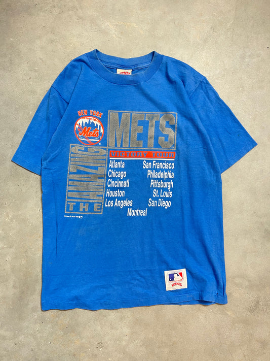 1989 New York Mets "The Amazing Mets Victory Tour" Nutmeg Mills Vintage MLB Tee (Large)