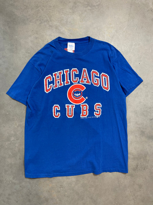 1991 Chicago Cubs Arch Spellout Logo Vintage MLB Tee (XL)