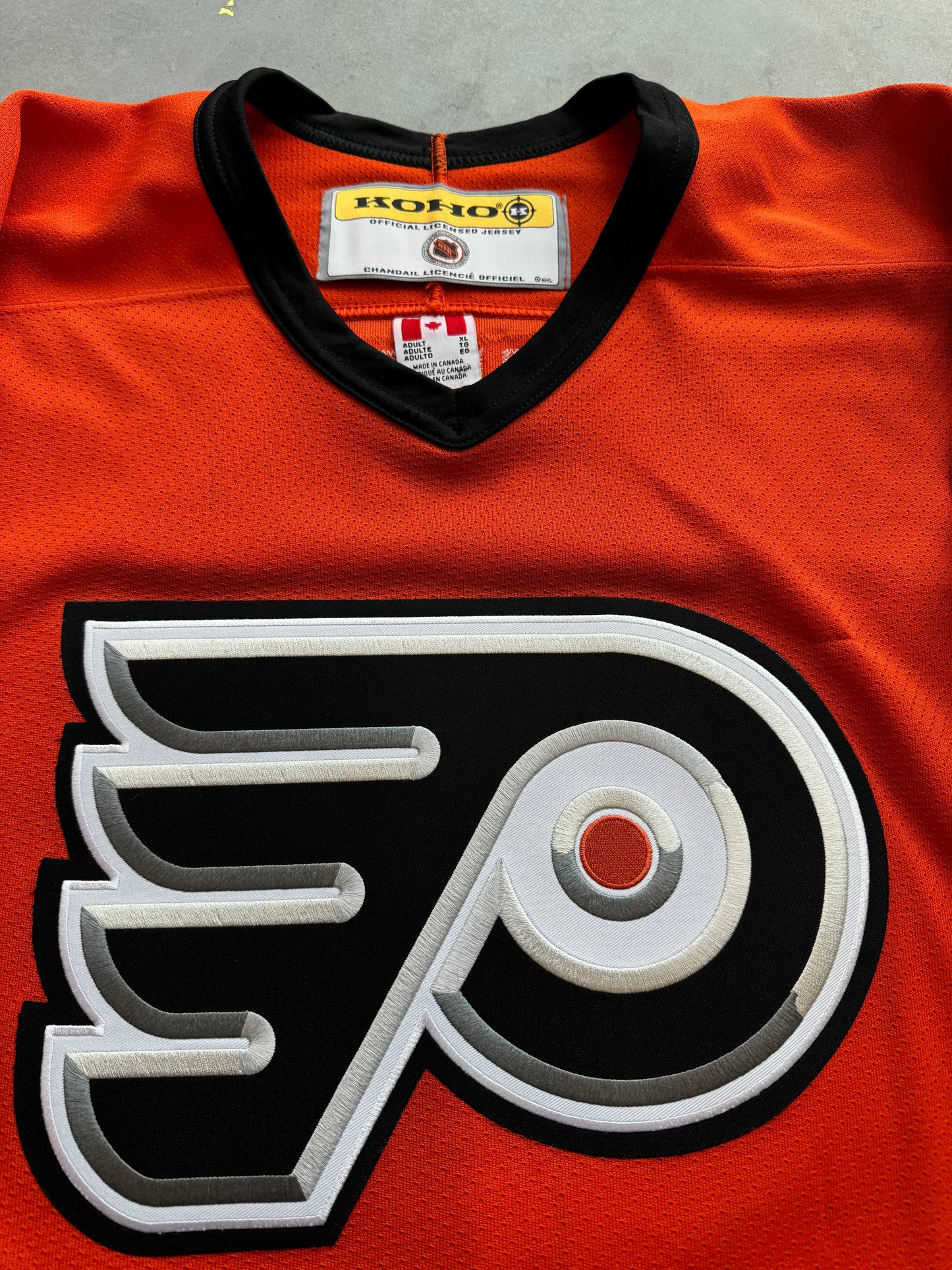 2003/2004 Philadelphia Flyers Jeremy Roenick Vintage Koho Orange Alternate NHL Jersey - Signed (XL)