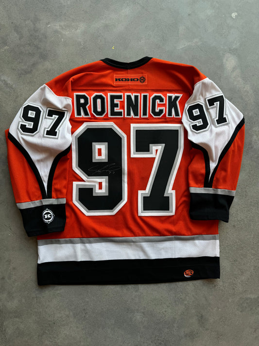 2003/2004 Philadelphia Flyers Jeremy Roenick Vintage Koho Orange Alternate NHL Jersey - Signed (XL)