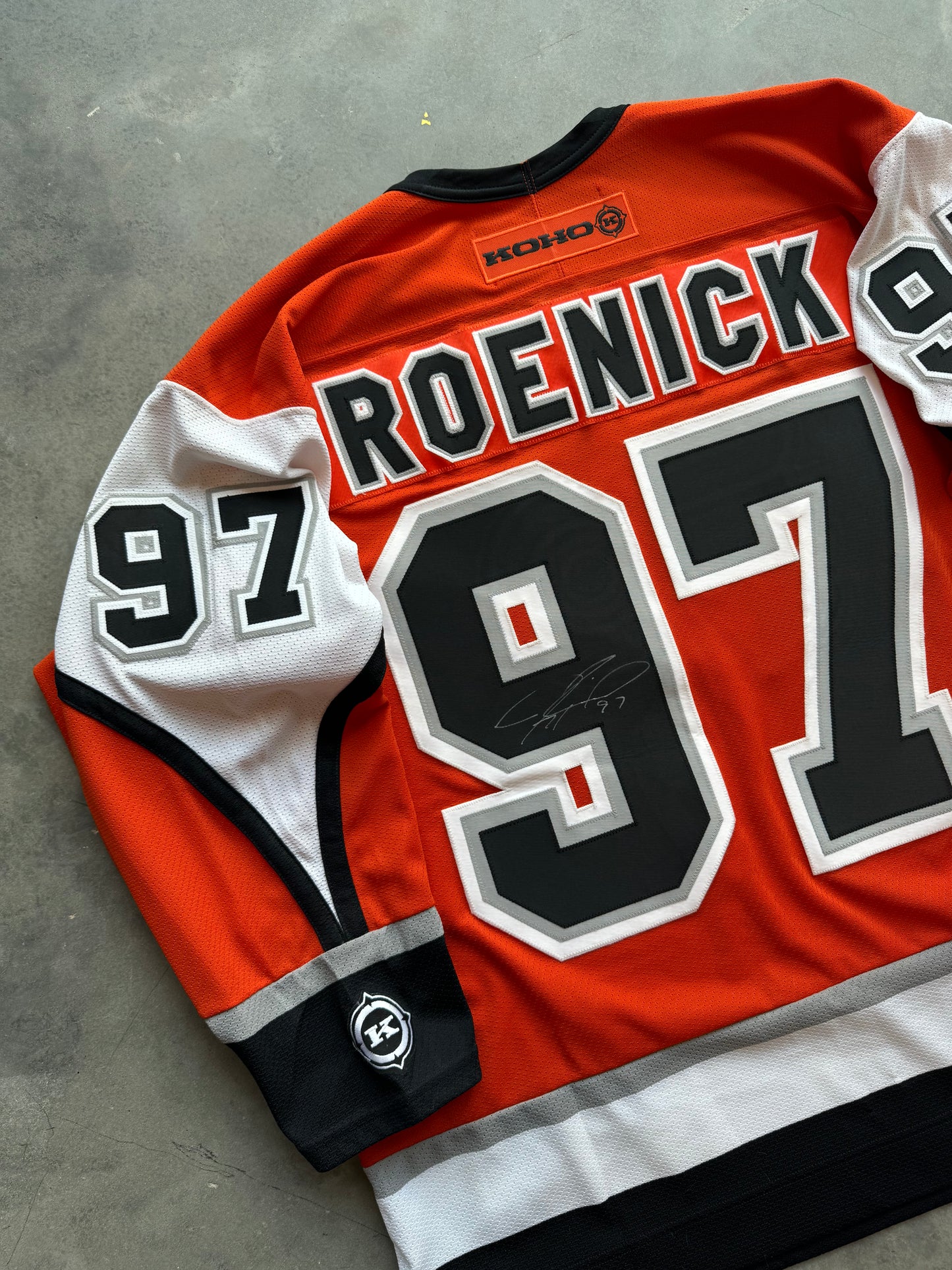 2003/2004 Philadelphia Flyers Jeremy Roenick Vintage Koho Orange Alternate NHL Jersey - Signed (XL)