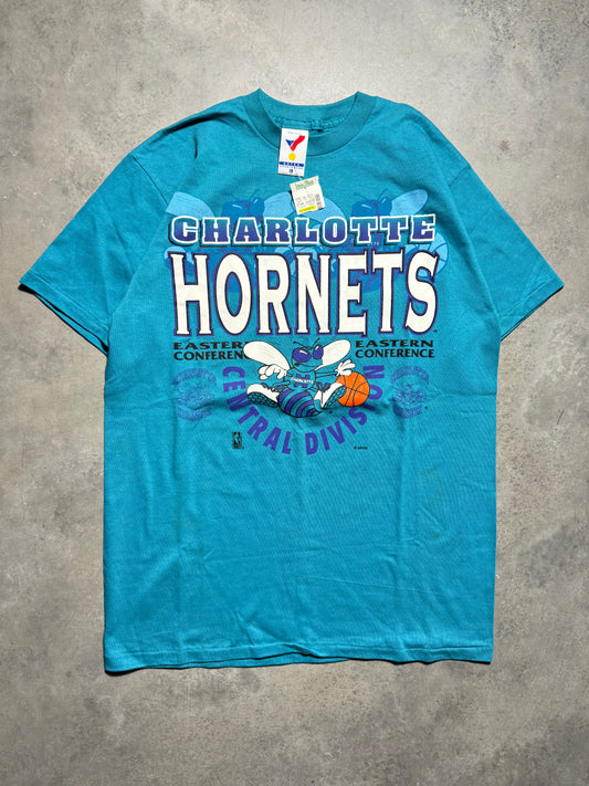 90’s Charlotte Hornets Vintage Teal Artex Sportswear NBA Graphic Tee - Deadstock (Large)