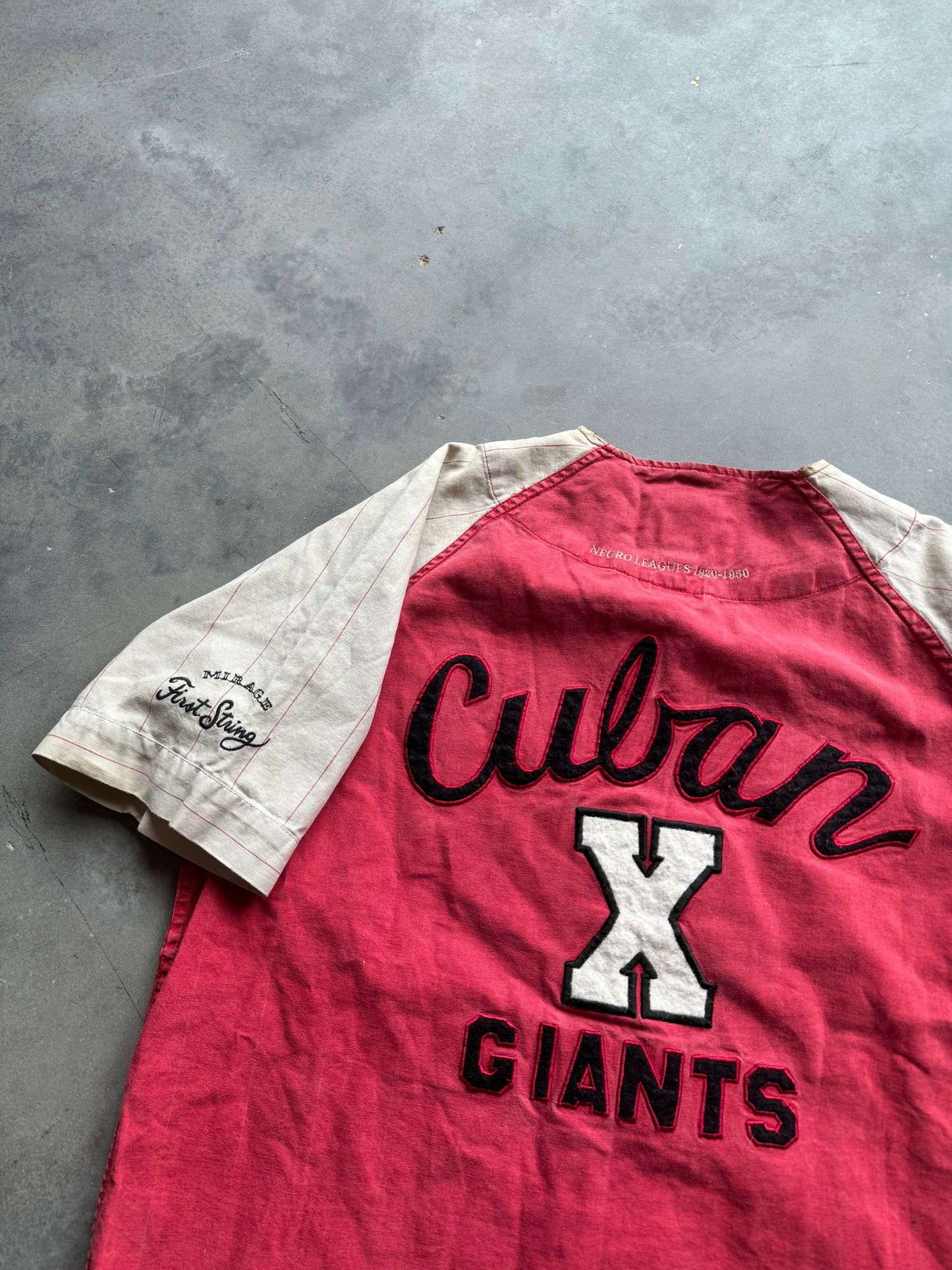 90’s Cuban X Giants Vintage Mirage Negro League Baseball Pinstriped Cotton Jersey (XL)