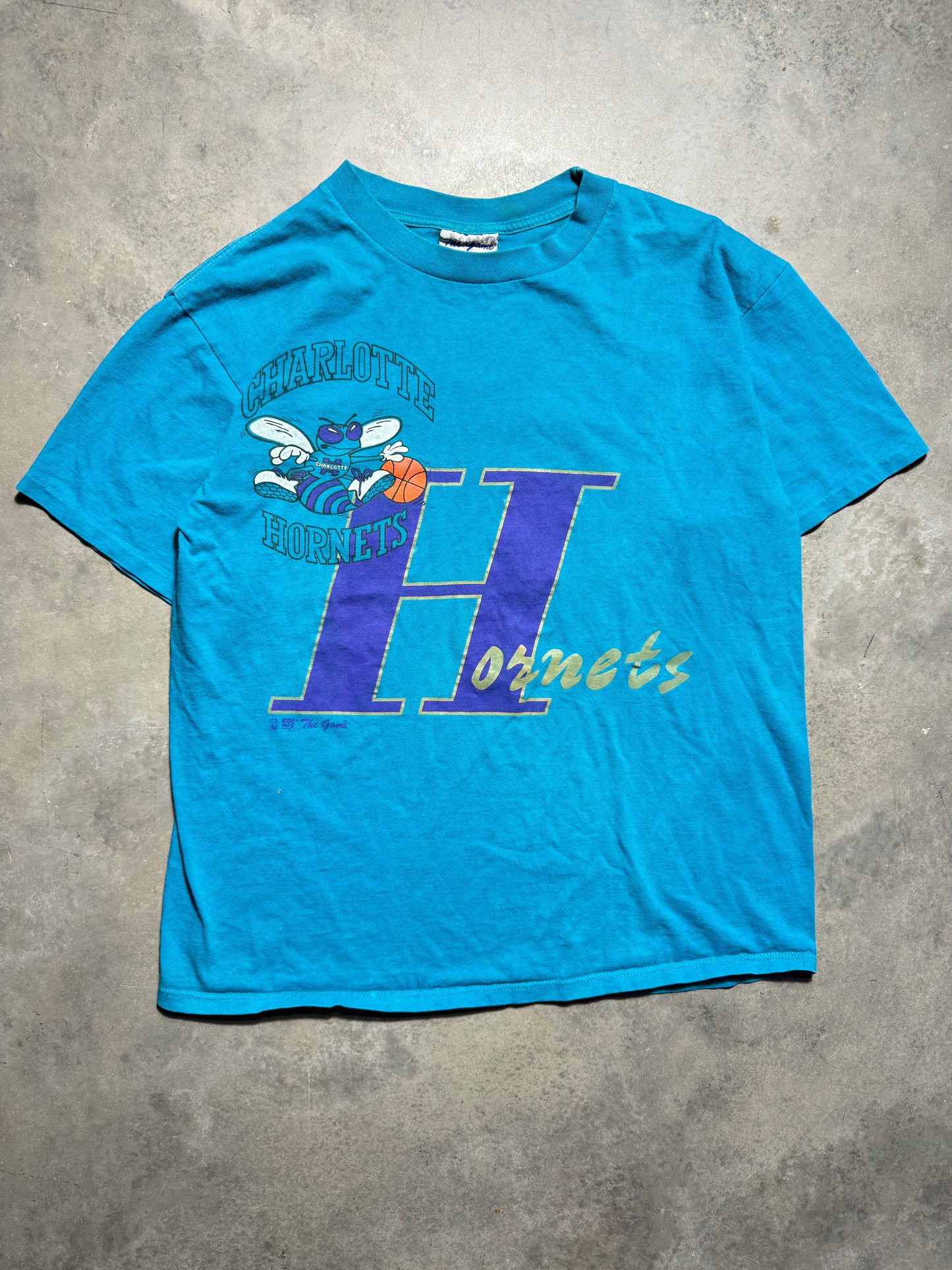 90’s Charlotte Hornets Vintage Teal The Game NBA Tee (Large)