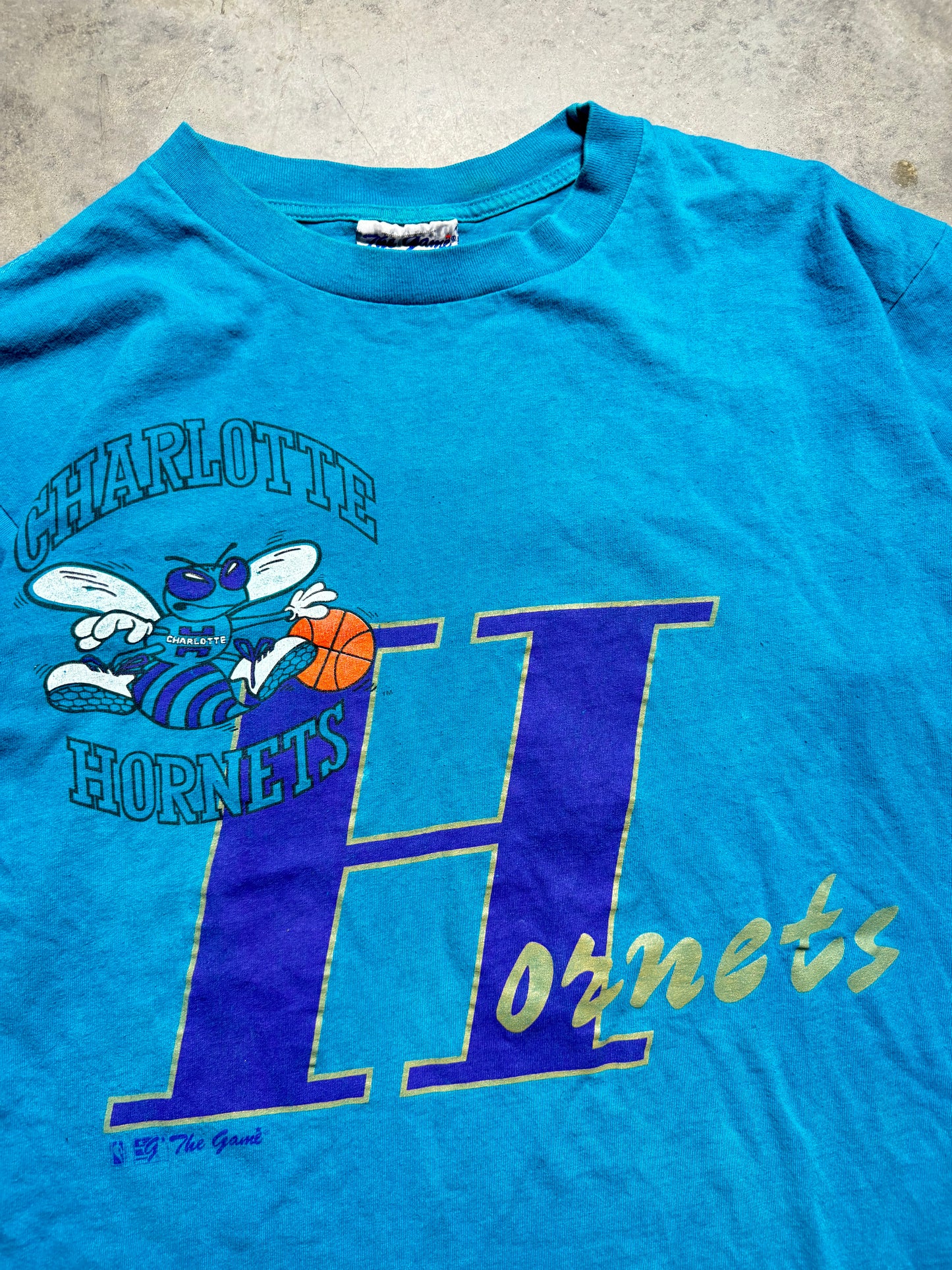 90’s Charlotte Hornets Vintage Teal The Game NBA Tee (Large)