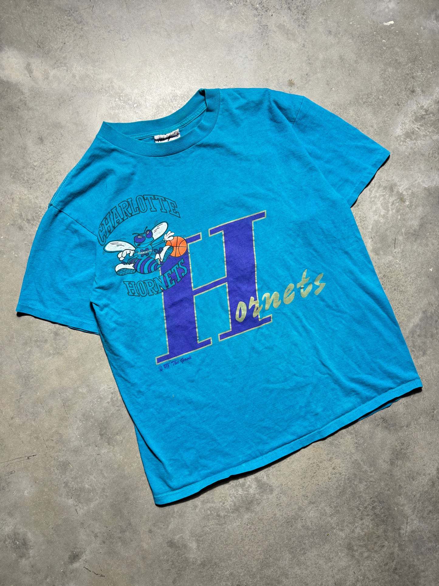 90’s Charlotte Hornets Vintage Teal The Game NBA Tee (Large)