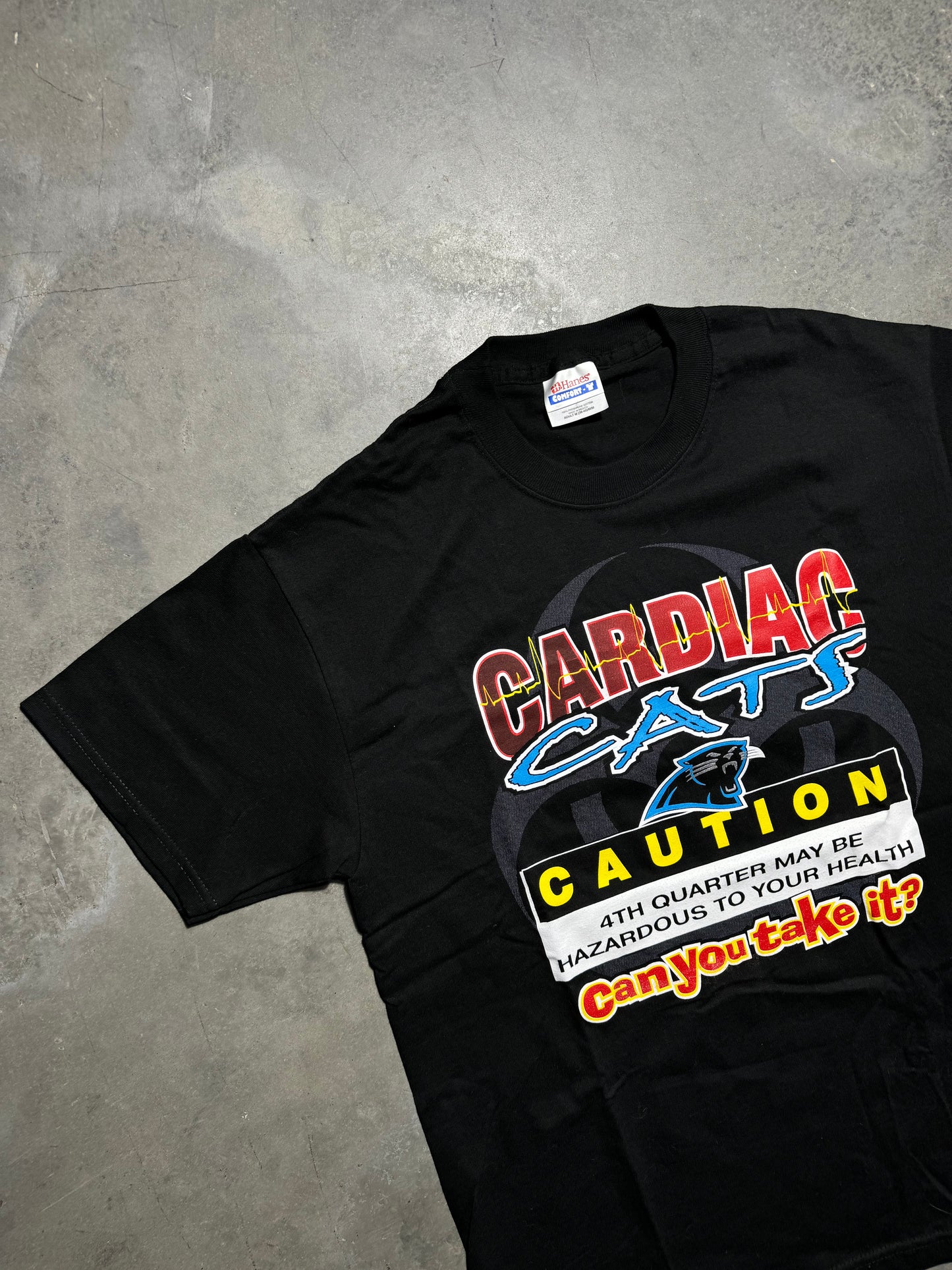00’s Carolina Panthers Cardiac Cats Vintage Black NFL Tee - Deadstock (Medium)