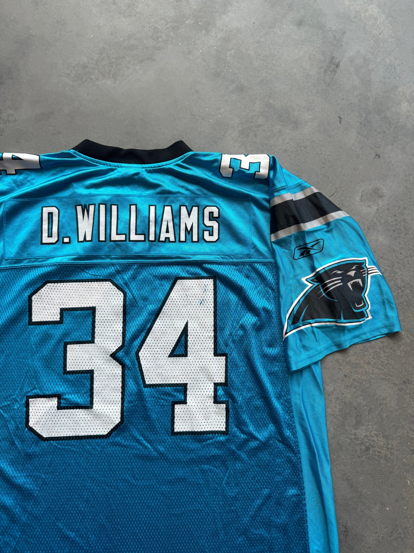 00’s Carolina Panthers DeAngleo Williams Vintage Electric Blue Alternate Reebok NFL Jersey (Large)