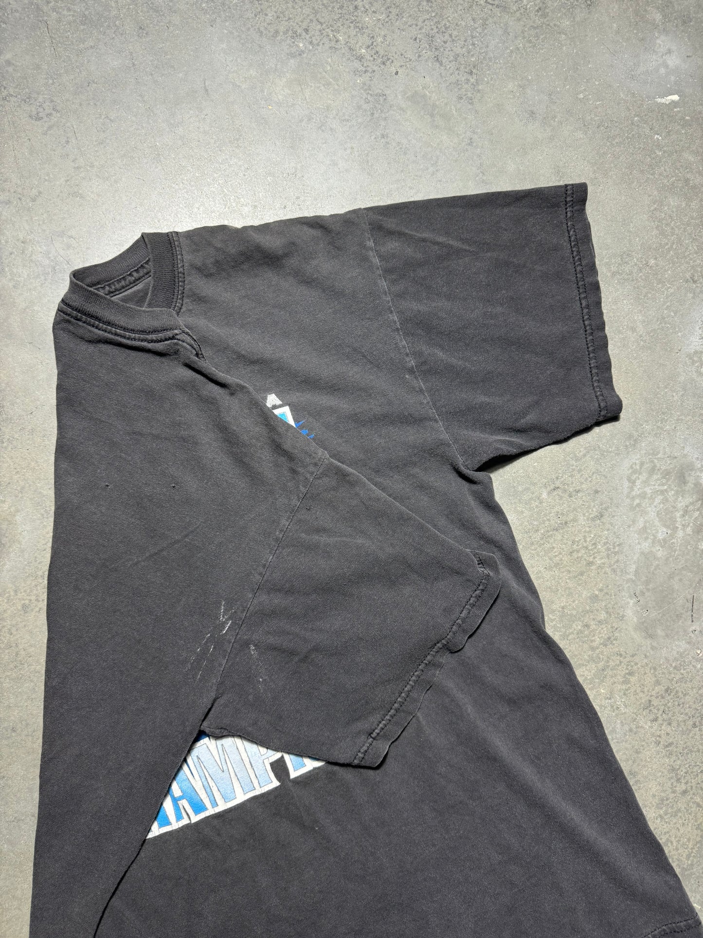 2003 Carolina Panthers Vintage Faded Black NFC Champions Super Bowl XXXVIII Tee (Medium)
