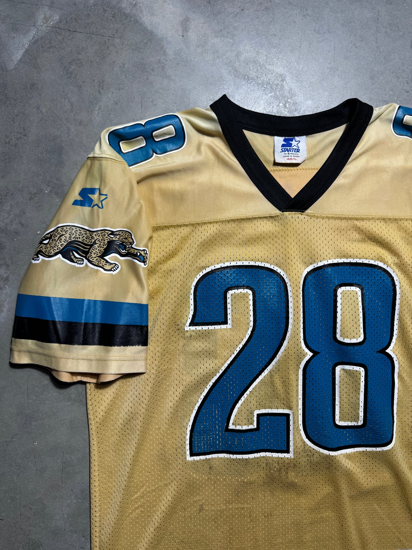 1998 Jacksonville Jaguars Fred Taylor Gold Starter Prowler Logo NFL Jersey (Large)