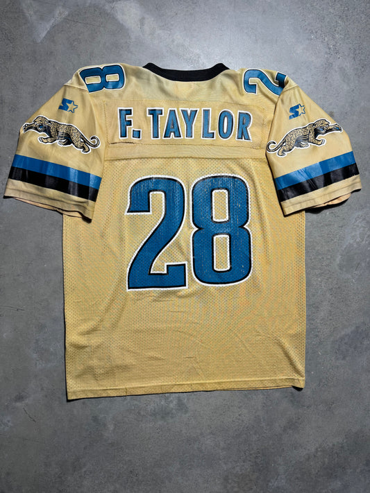 1998 Jacksonville Jaguars Fred Taylor Gold Starter Prowler Logo NFL Jersey (Large)