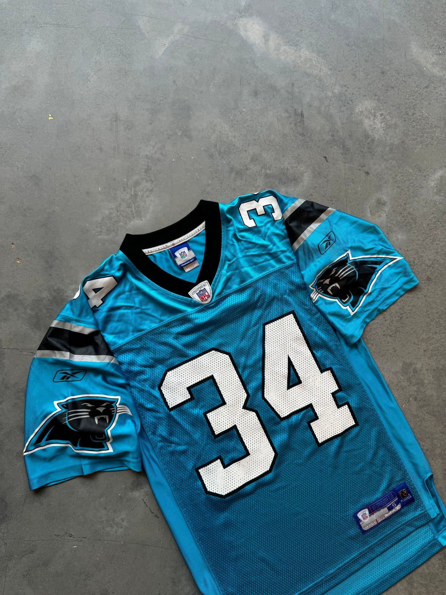 00’s Carolina Panthers DeAngleo Williams Vintage Electric Blue Alternate Reebok NFL Jersey (Small)