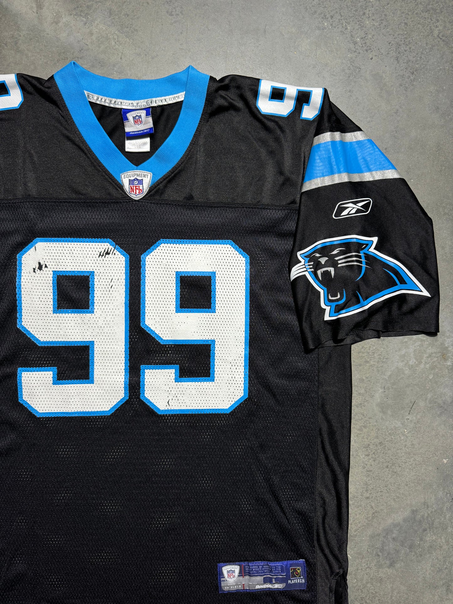 00’s Carolina Panthers Maʻake Kemoeatu Vintage Black Reebok NFL Jersey (Large)