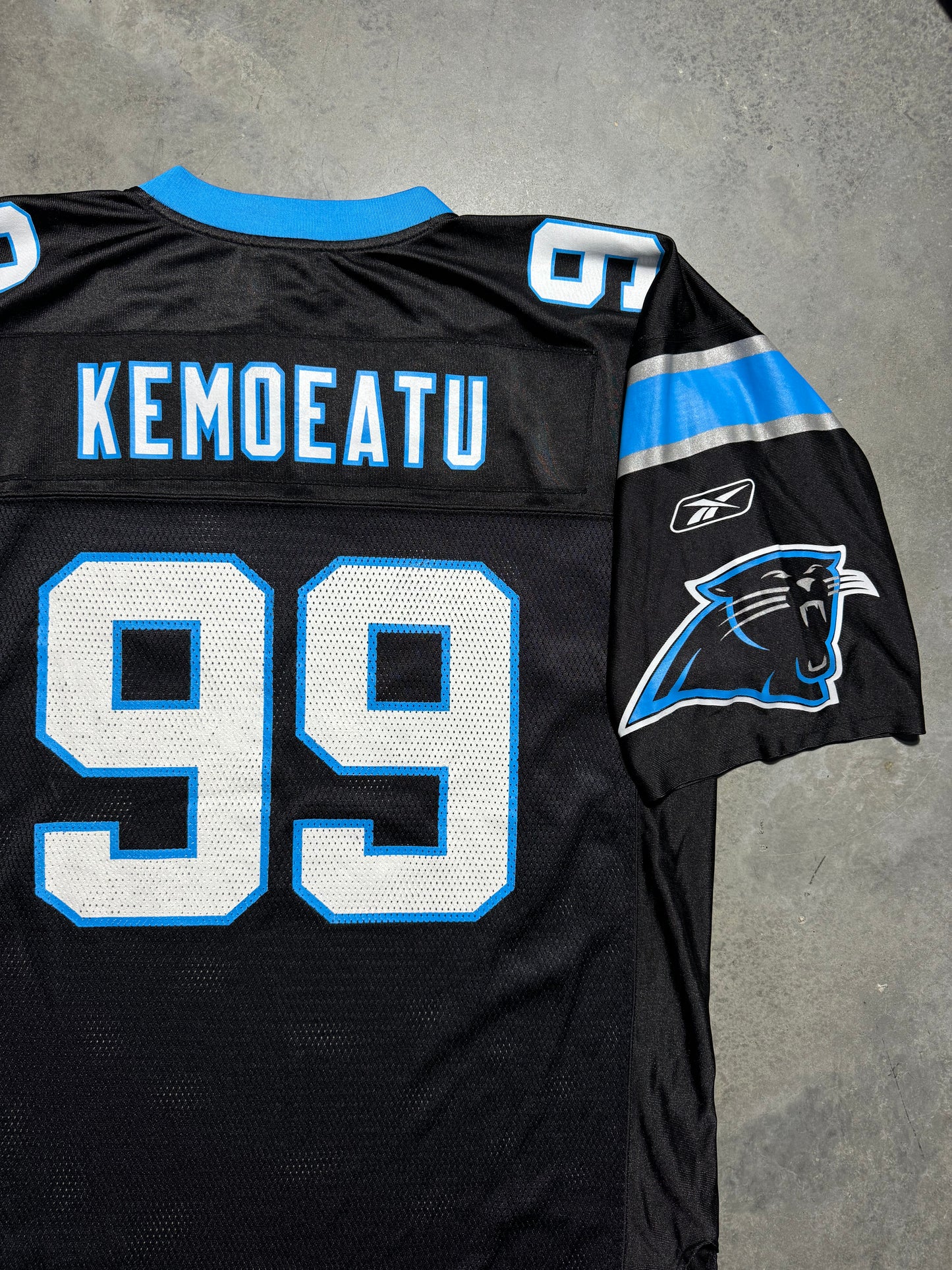 00’s Carolina Panthers Maʻake Kemoeatu Vintage Black Reebok NFL Jersey (Large)