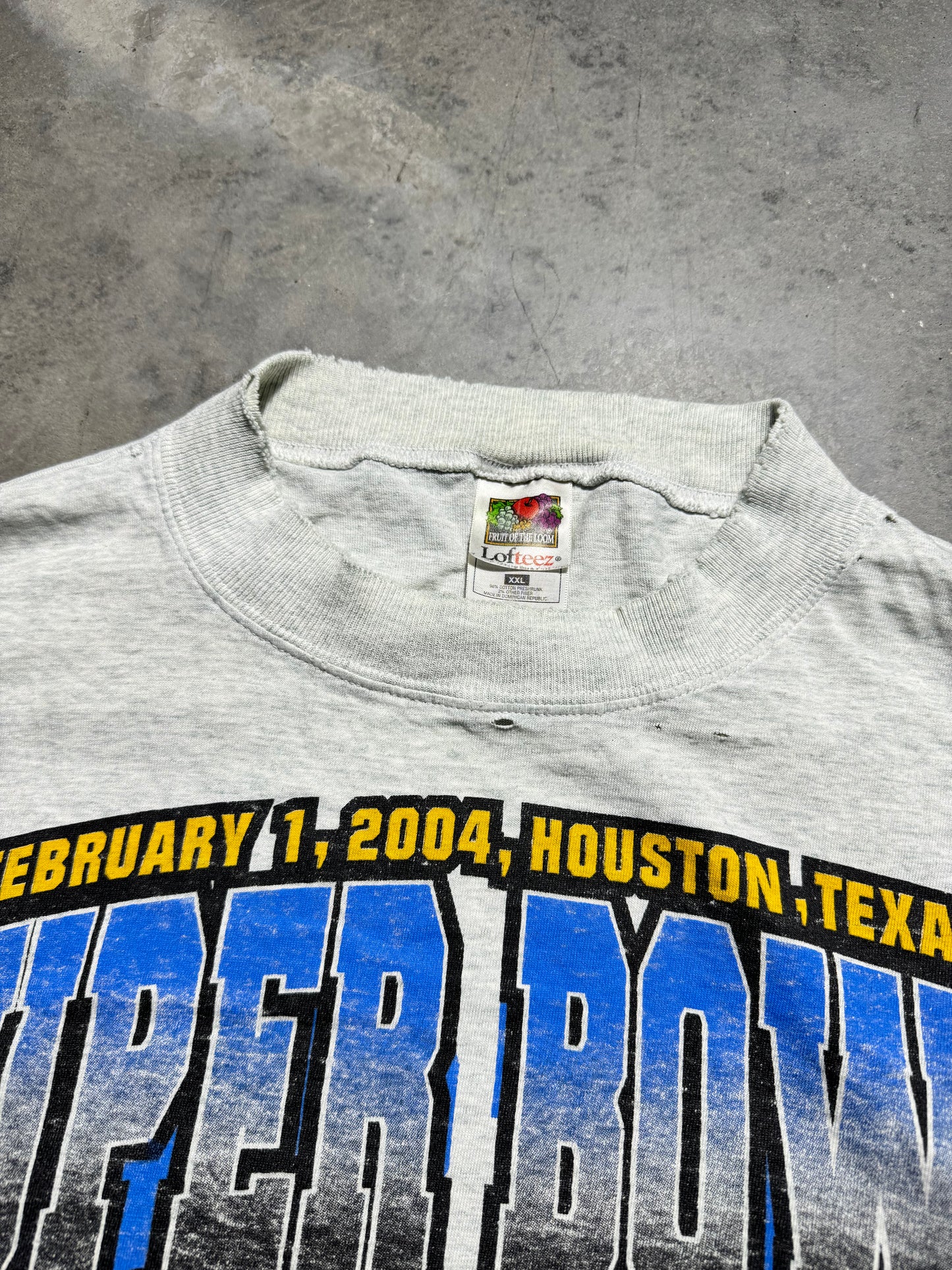 2004 Carolina Panthers Heather Grey Super Bowl XXXVIII “Houston, Here We Come!” Vintage NFL Longsleeve Roster Tee (XXL)