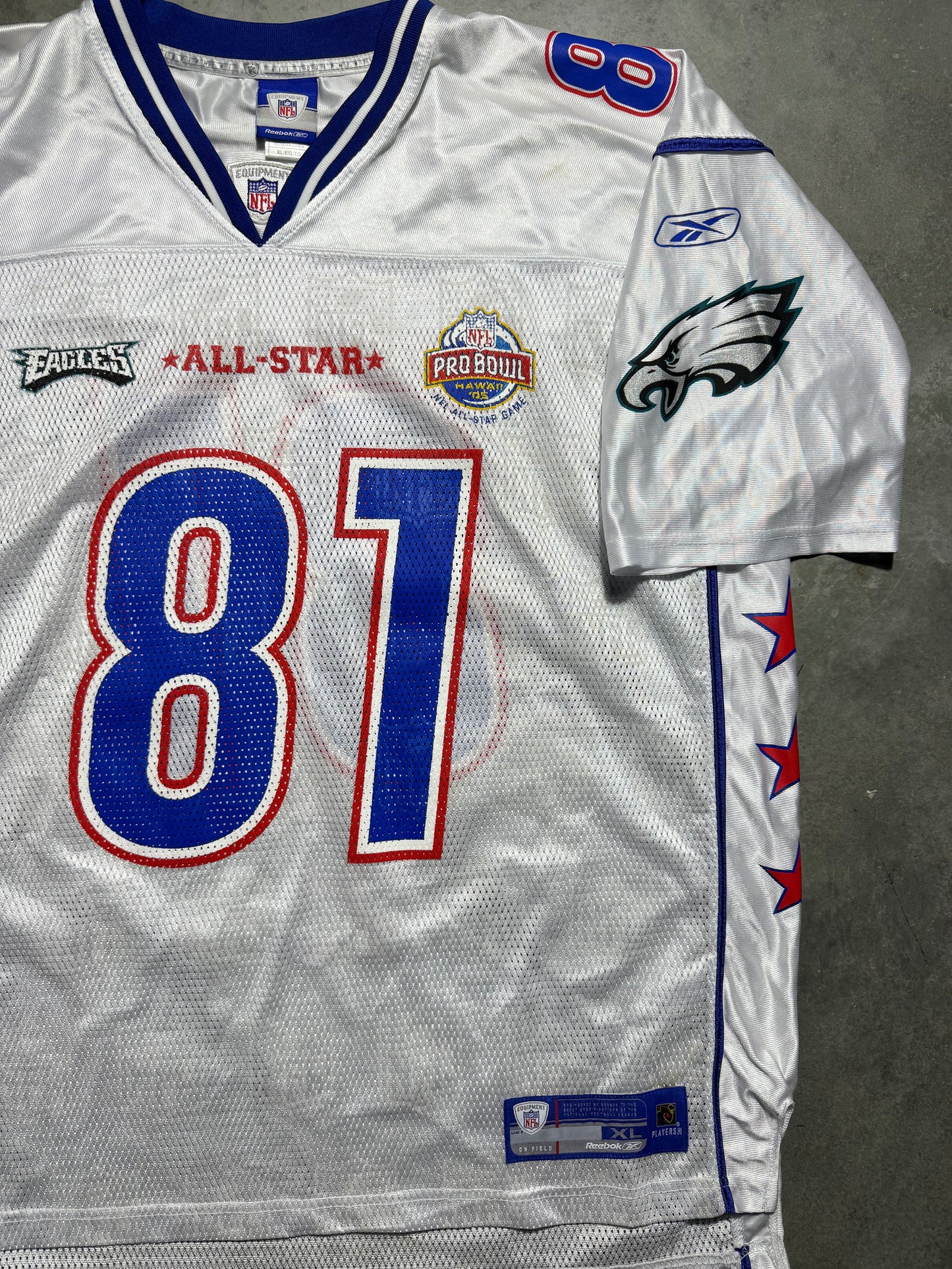 2005 Philadelphia Eagles Terrell Owens Pro Bowl Hawaii White Reebok NFL Jersey (XL)