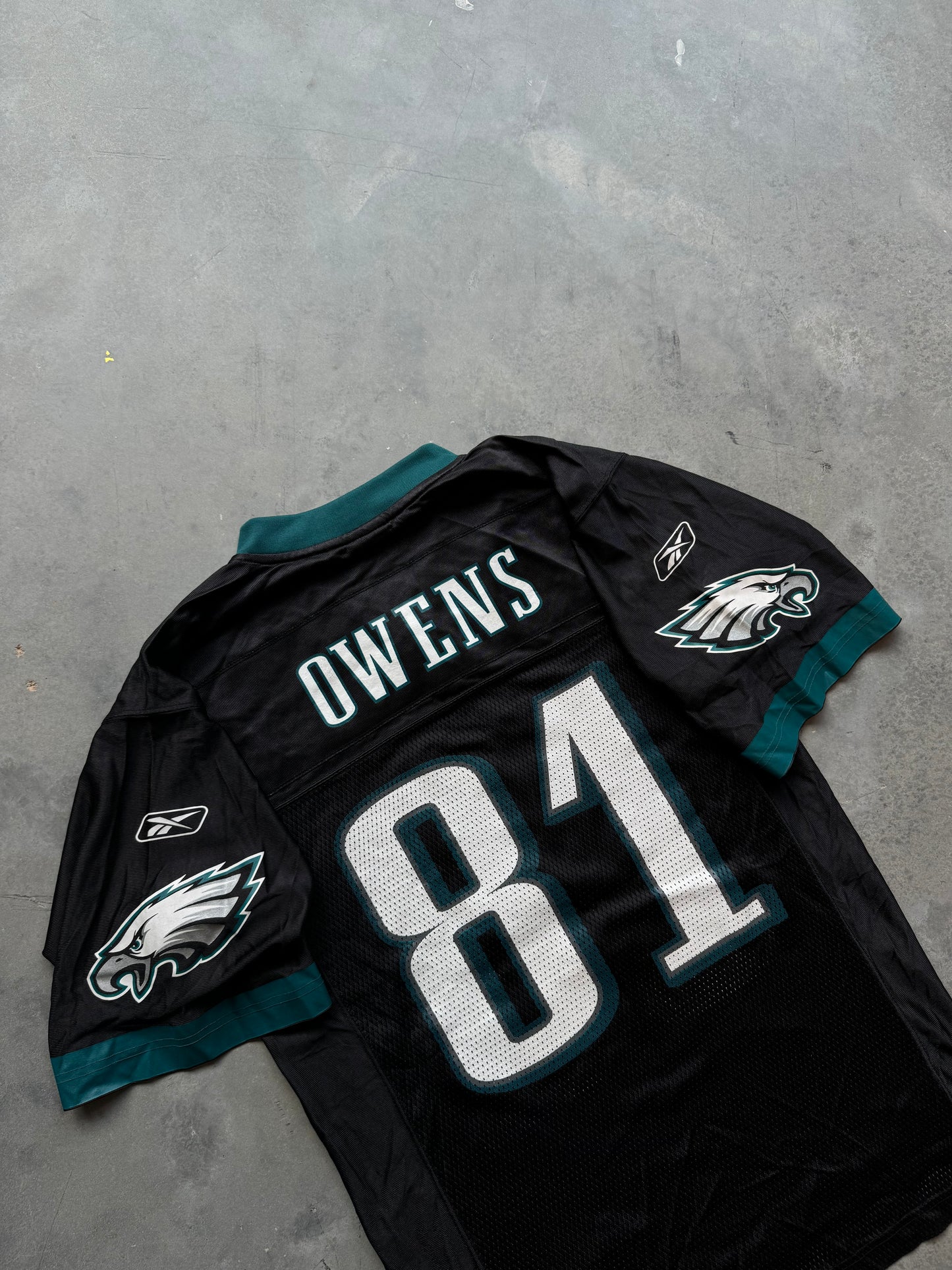 00’s Philadelphia Eagles Terrell Owens Vintage Black Alternate Reebok NFL Jersey (Small)