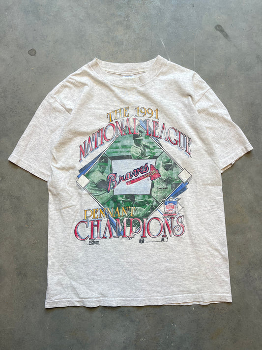 1991 Atlanta Braves National League Champions Vintage Salem Sportwear MLB Tee (Medium)