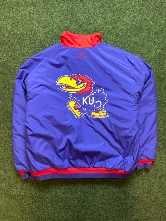 90’s Kansas Jayhawks Vintage Champion Puffer Jacket (XL)