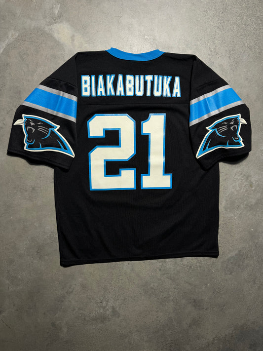 90’s Carolina Panthers Tim Biakabutuka Vintage Black Logo 7 NFL Jersey (Medium)