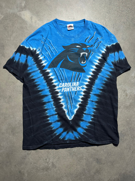 2010’s Carolina Panthers Big Logo Majestic Tie Dye NFL Tee (XL)