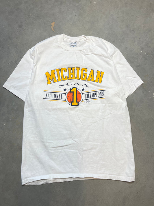 1989 Michigan Wolverines Vintage NCAA Tournament Champions College Basketball Tee (Large)