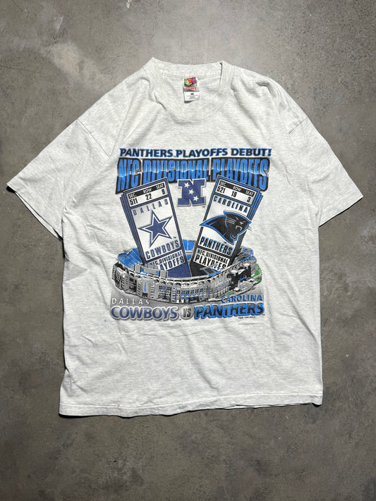 1996 Carolina Panthers vs. Dallas Cowboys Vintage NFC Divisional Playoffs Ericsson Stadium Heather Grey NFL Match Up Tee (XL)