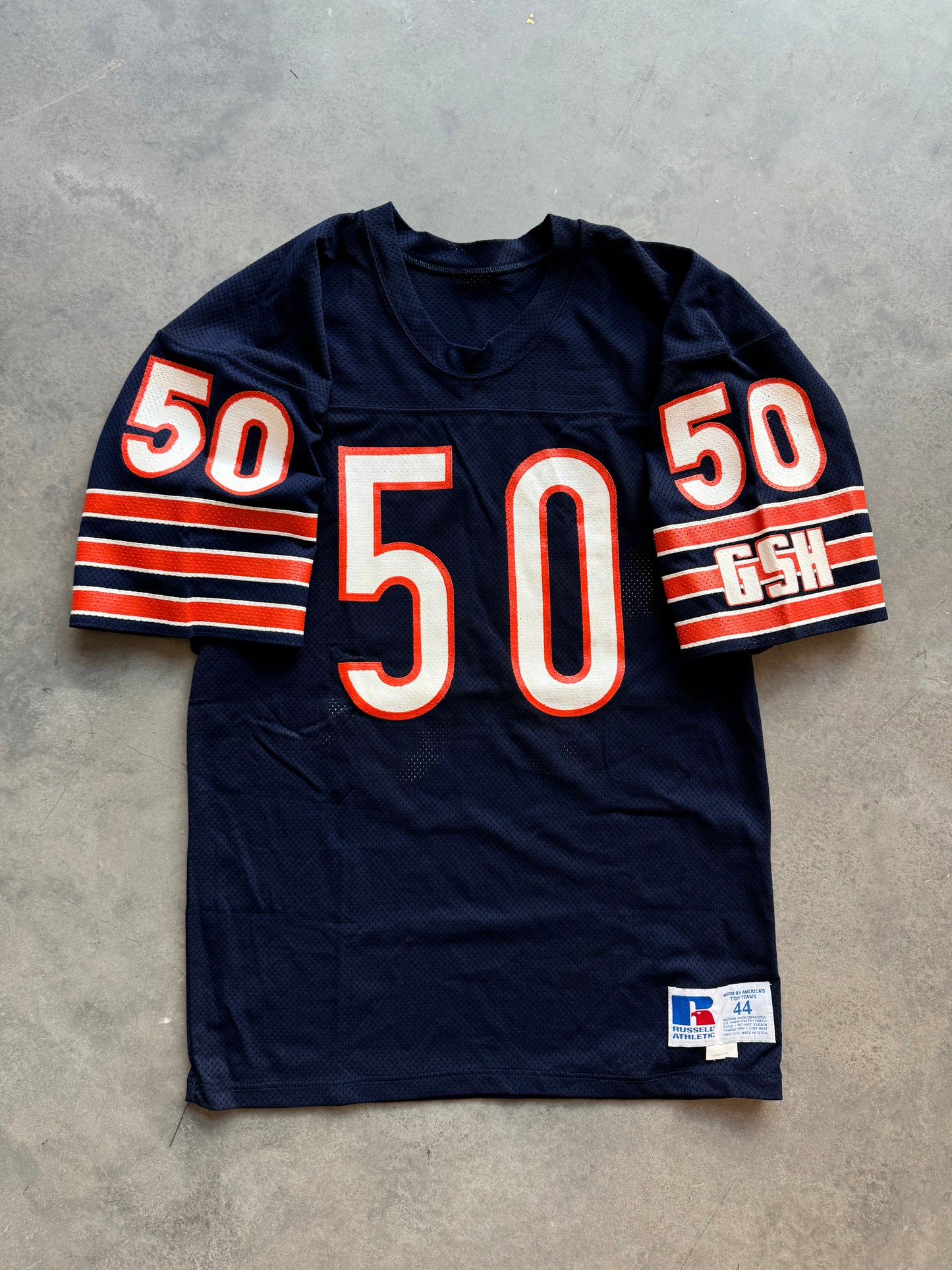 80’s Chicago Bears Mike Singletary Vintage Russell Athletic Navy NFL Authentic Jersey (44/Large)