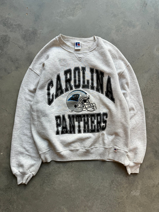 1993 Carolina Panthers Vintage Russell Athletic Heather Grey Block Letter NFL Crewneck (Medium)