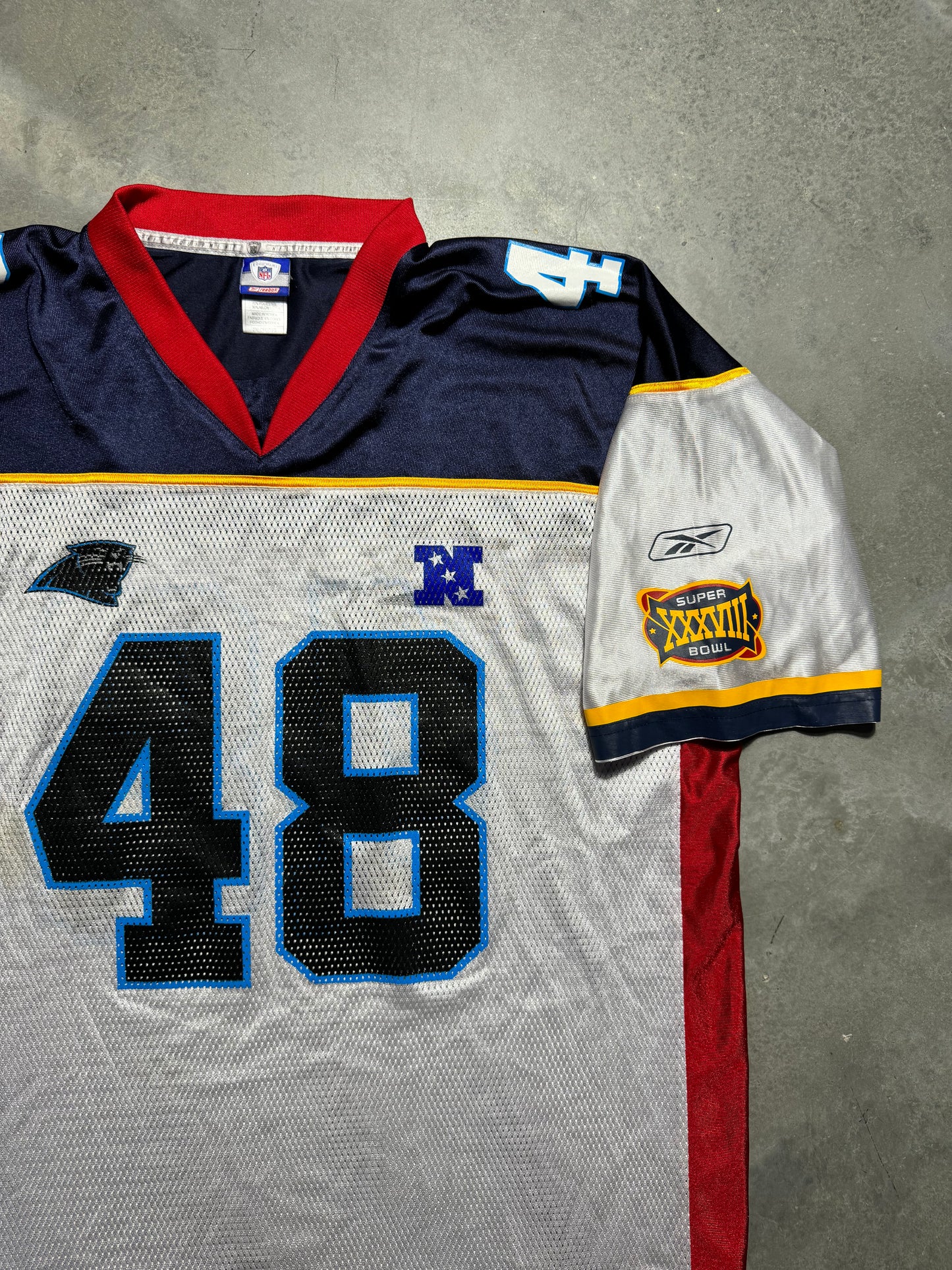 2004 Carolina Panthers Stephen Davis Vintage Reebok Super Bowl XXXVIII NFL Jersey (XXL)