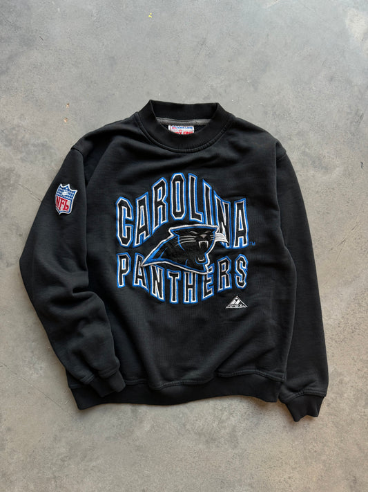 90’s Carolina Panthers Vintage Black Apex One Embroidered NFL Pro Line Crewneck (Medium)