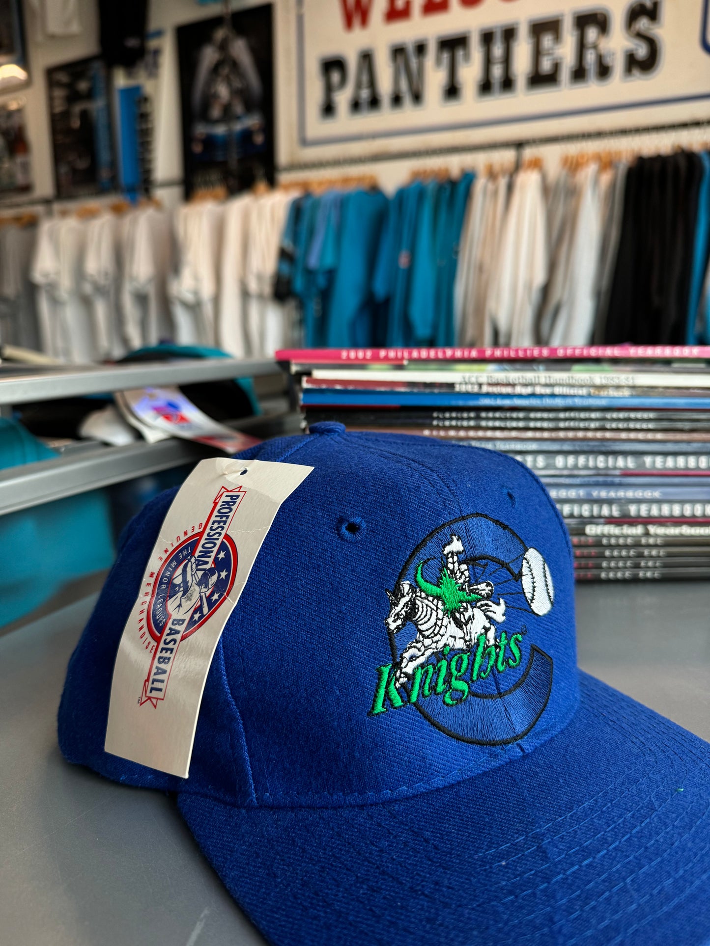 90’s Charlotte Knights Vintage MiLB Blue Minor League Baseball Snapback Hat - Deadstock (OSFA)