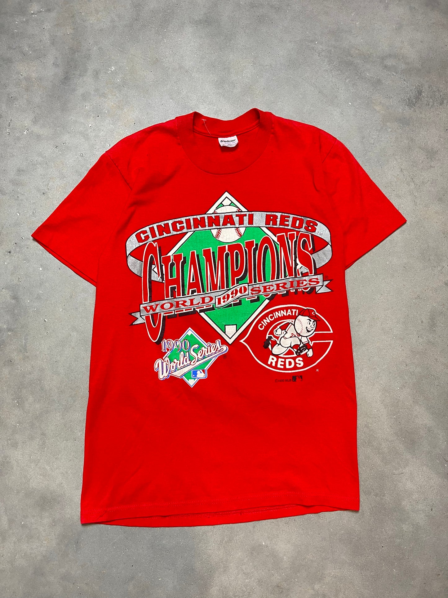1990 Cincinnati Reds World Series Champions Vintage MLB Tee (Small)