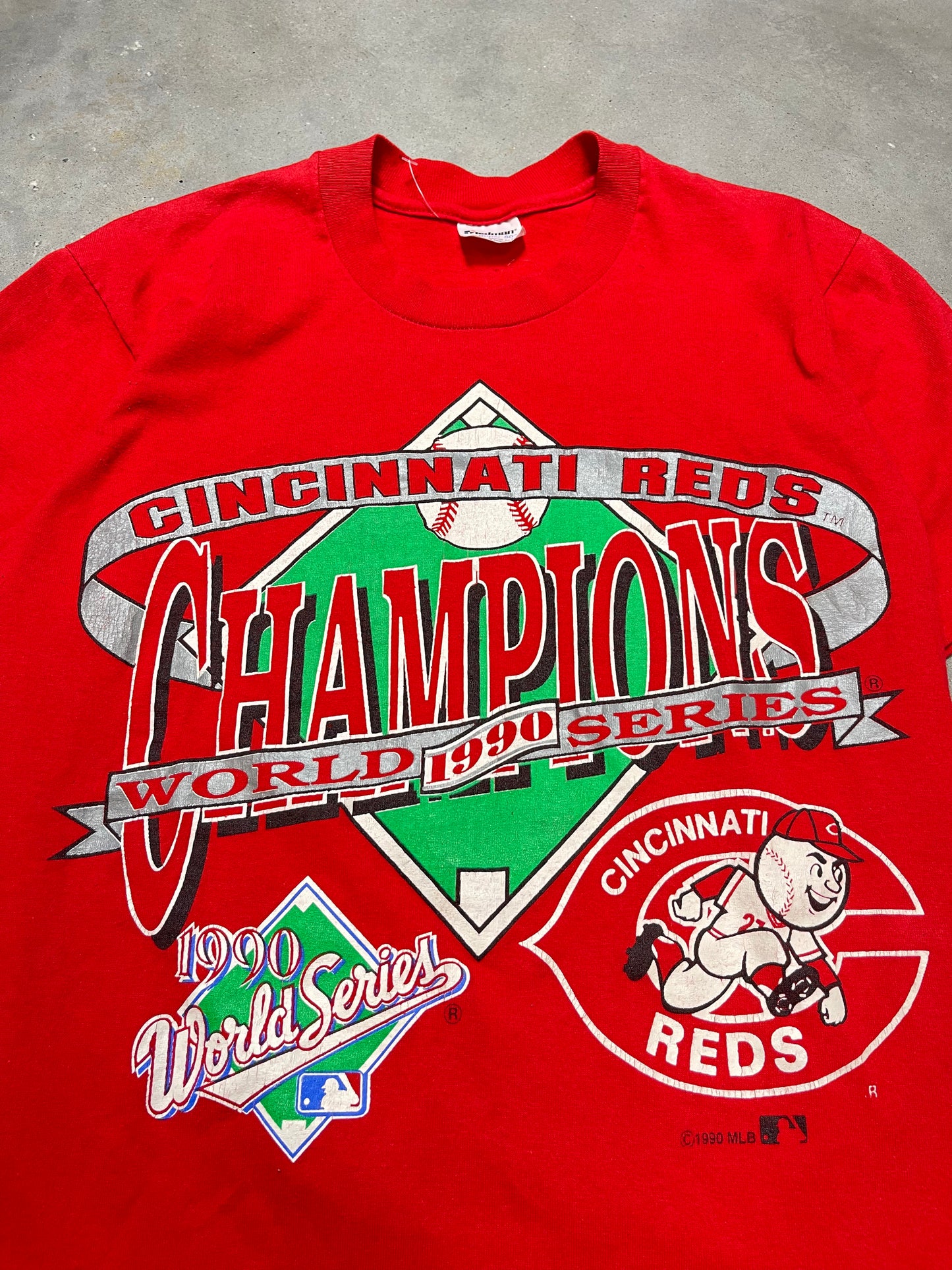 1990 Cincinnati Reds World Series Champions Vintage MLB Tee (Small)