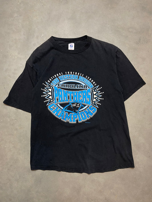 1996 Carolina Panthers NFC West Champions Vintage Logo 7 NFL Tee (Large)