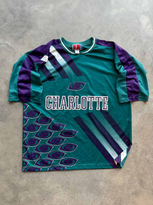 90’s Charlotte Hornets Vintage All Over Print Soccer Jersey (XXL)