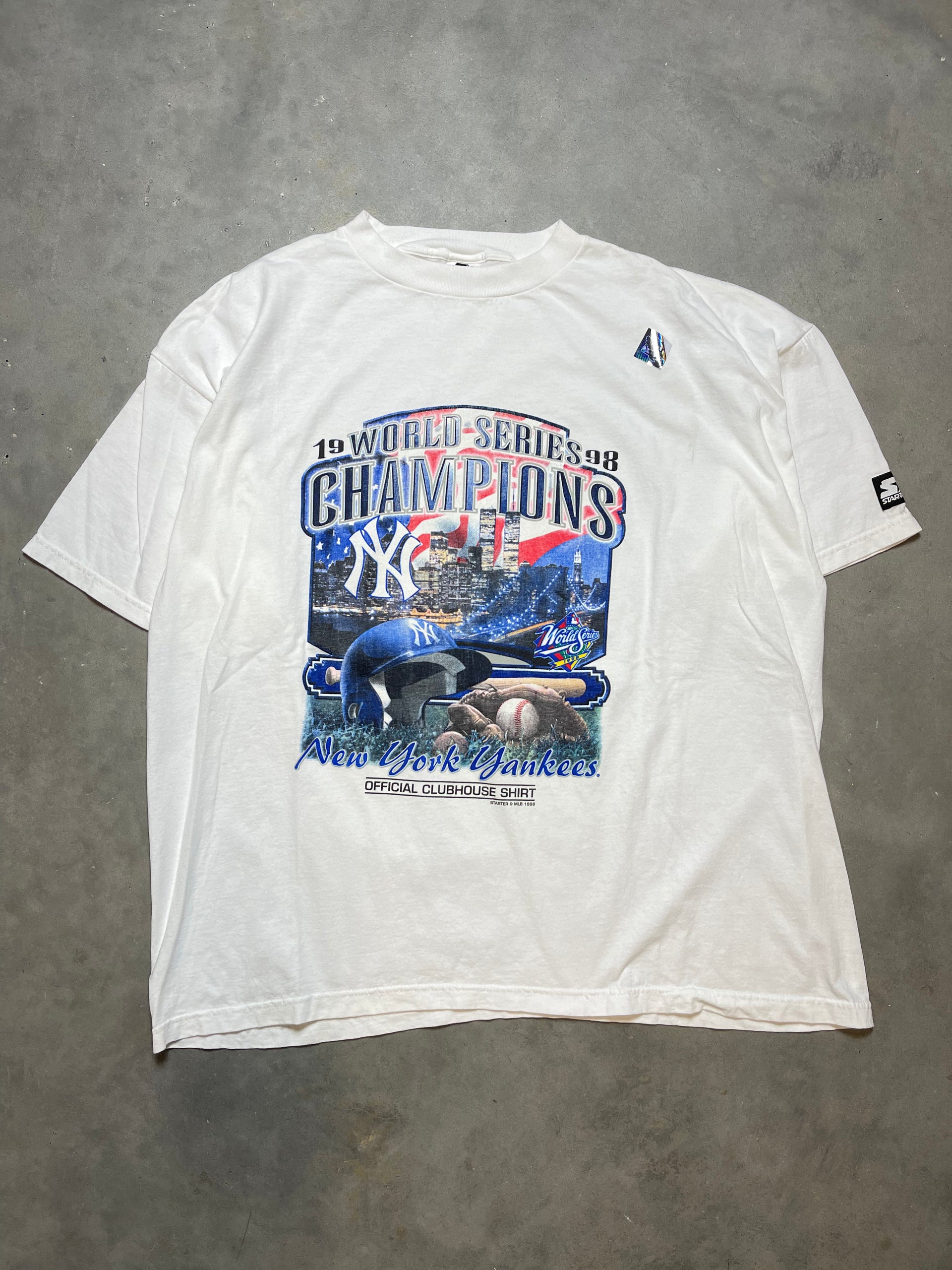 Vtg 1998 New York Yankees World Series Champions 1998 top Tee Shirt