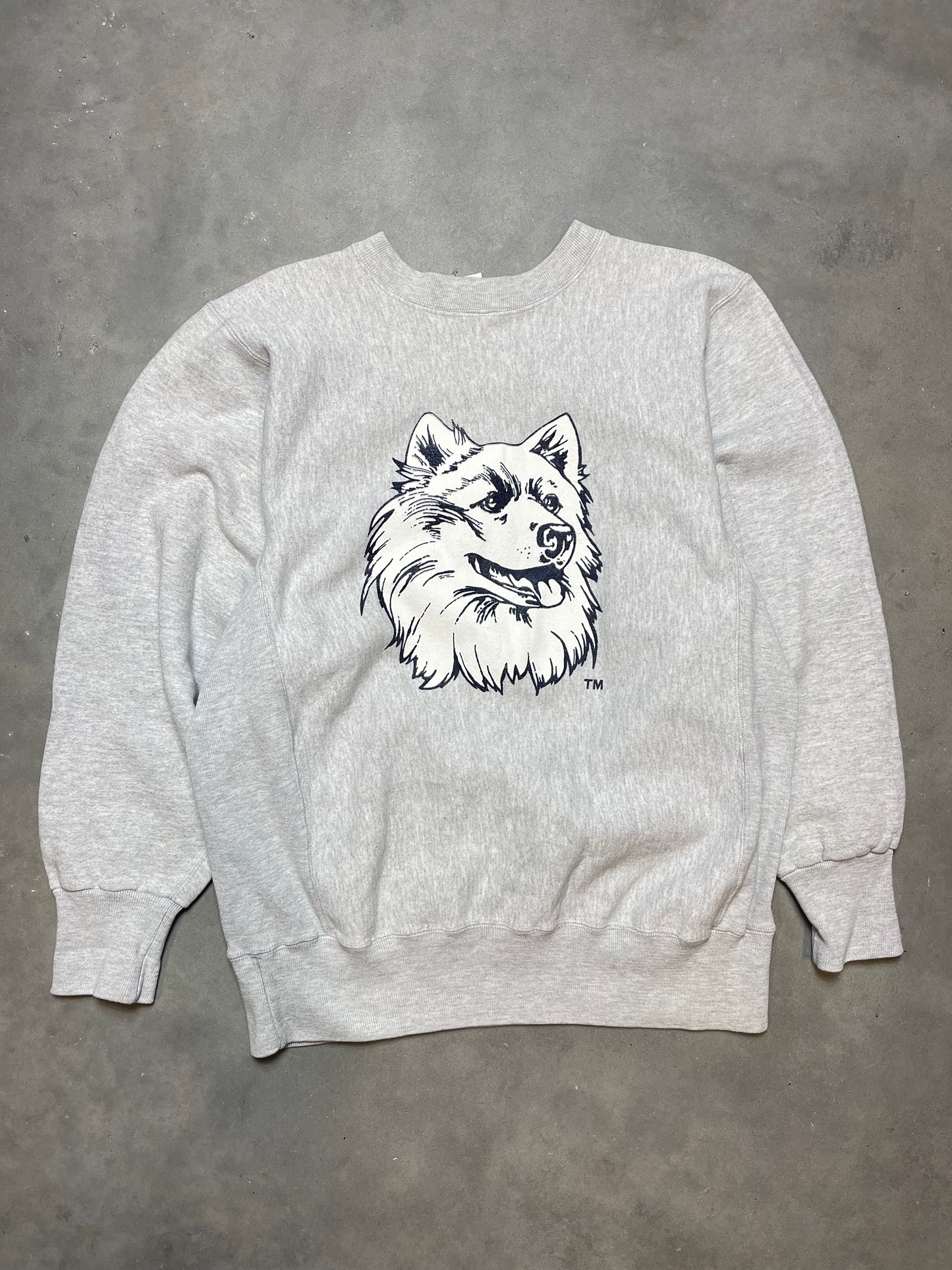 90’s UConn Connecticut Huskies Basketball Vintage Team Issued Heavyweight College Crewneck (Large)