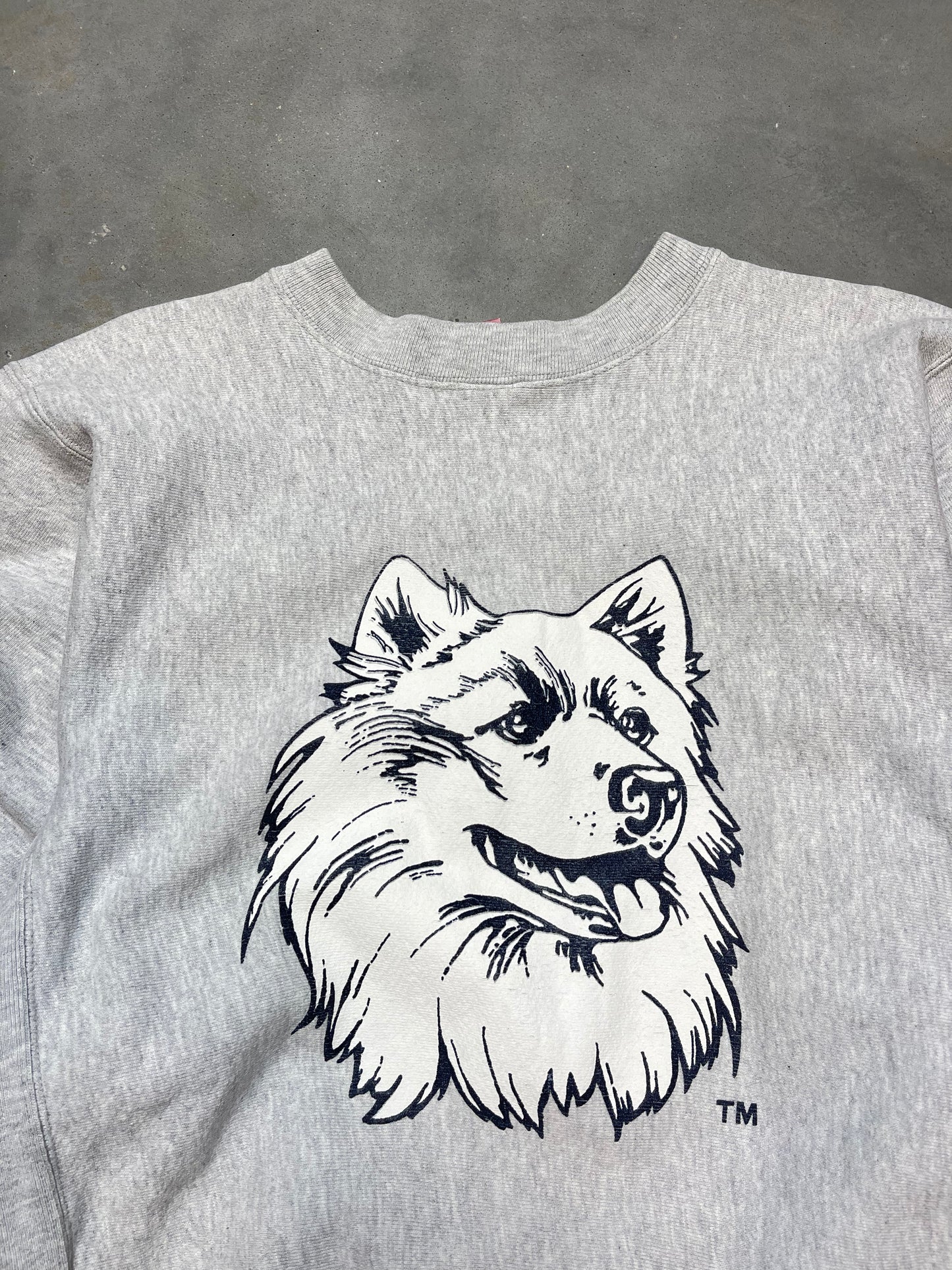 90’s UConn Connecticut Huskies Basketball Vintage Team Issued Heavyweight College Crewneck (Large)