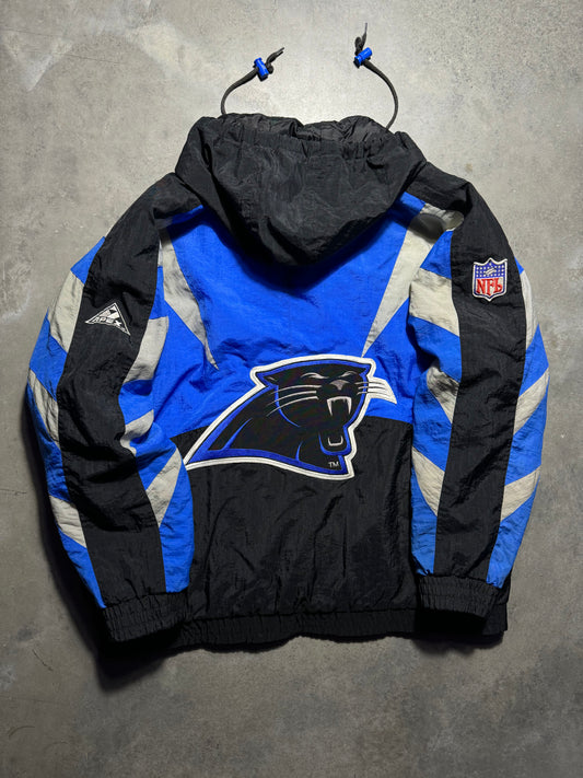 90’s Carolina Panthers Vintage Apex One Burst Style Colorblocked NFL Puffer Jacket (XL)