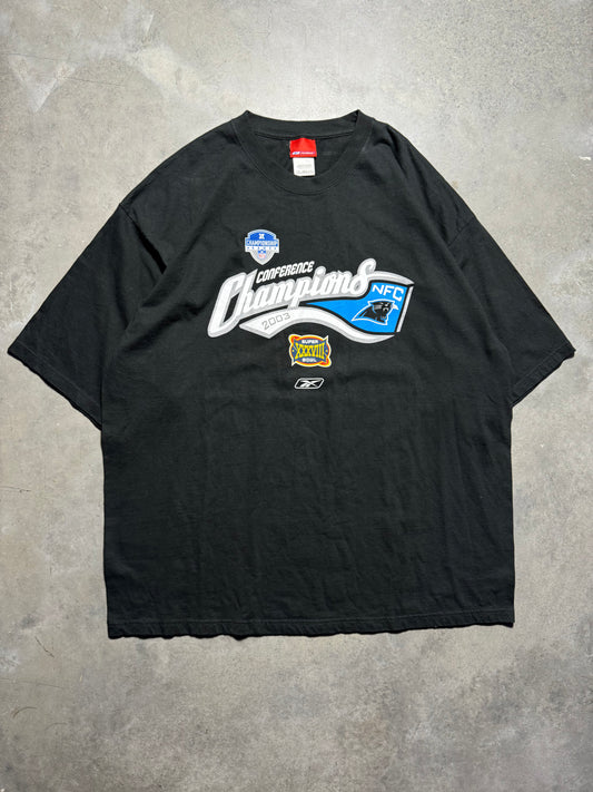 2003 Carolina Panthers Vintage Black Reebok NFC Champions Super Bowl XXXVIII NFL Tee - Deadstock (XXL)