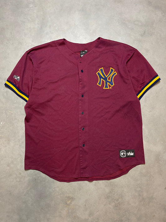 90’s New York Yankees Vintage Wine Red MLB Majestic Jersey (XXL)