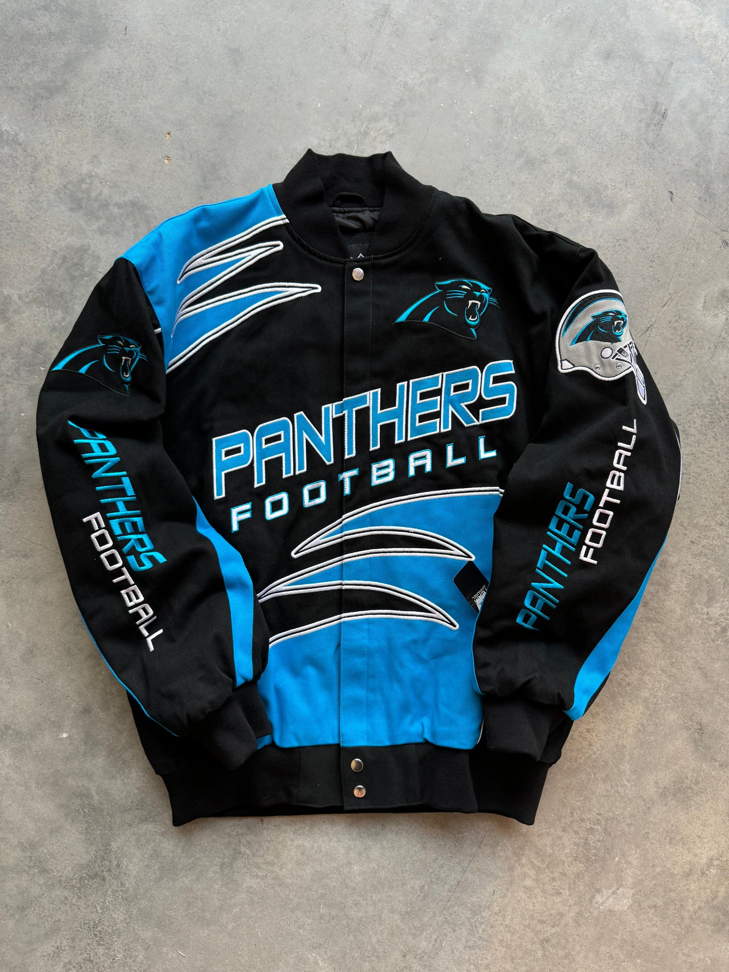 2010 s Carolina Panthers Racing Style Embroidered NFL Jacket Deadsto Locker Room CLT