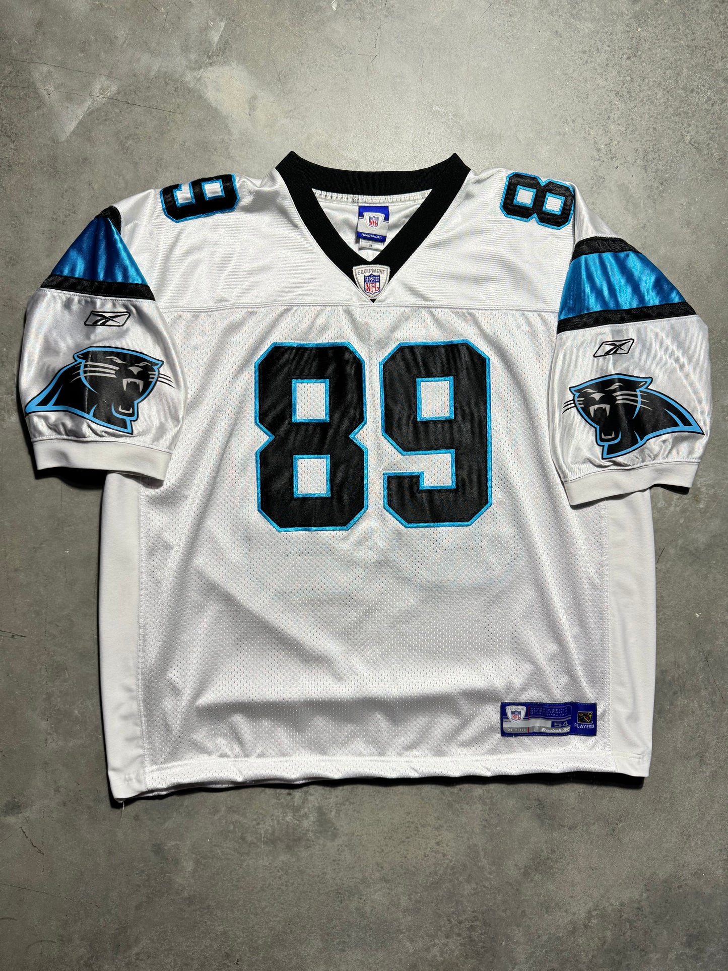 00’s Carolina Panthers Steve Smith Vintage White Reebok On Field Fully Embroidered NFL Jersey (XXL)