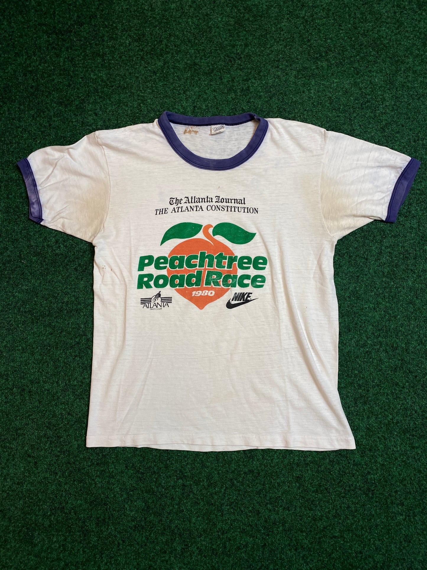 1980 Nike Atlanta Track Club Peachtree Road Race Vintage Ringer Tee (Small)