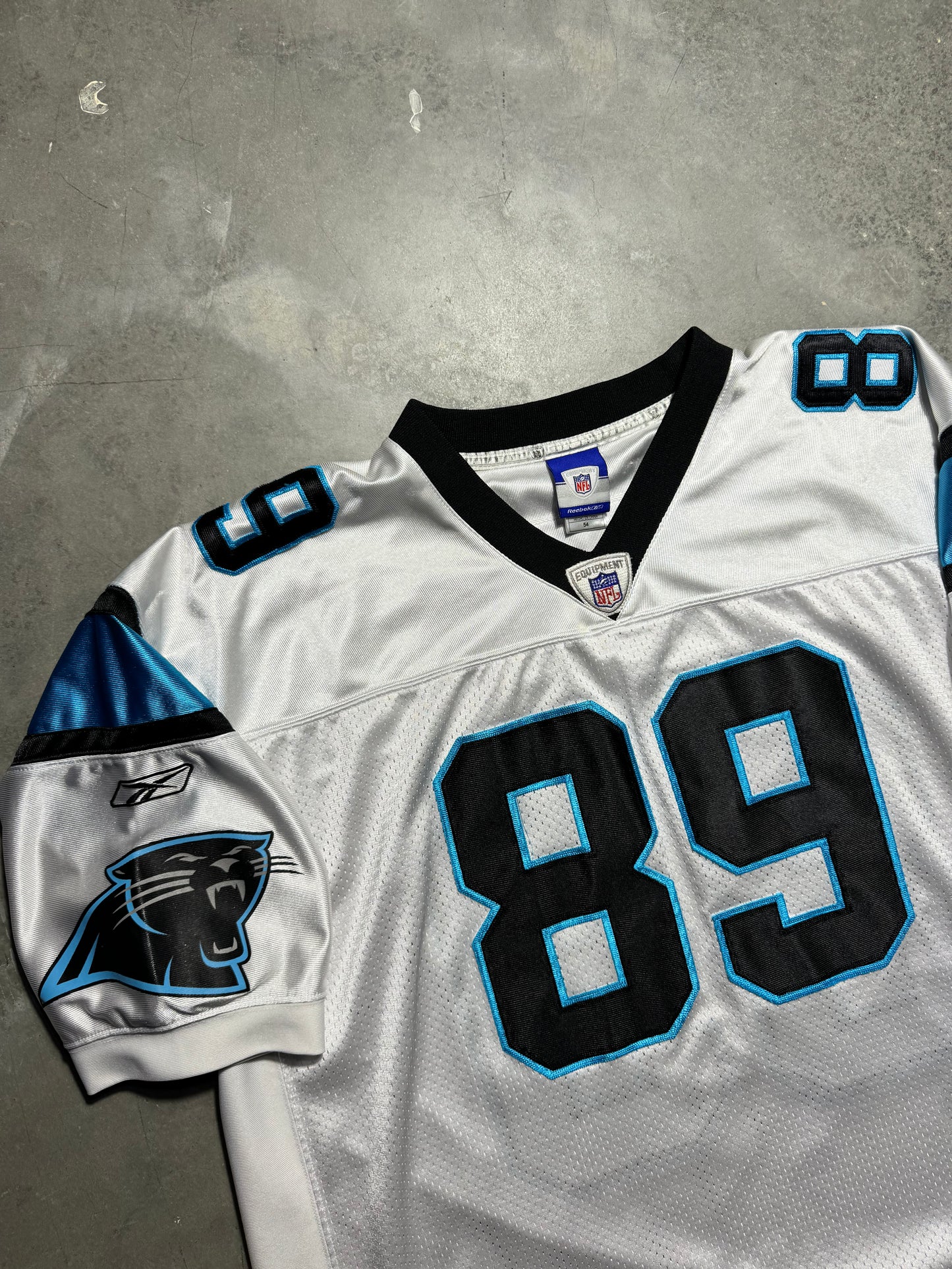 00’s Carolina Panthers Steve Smith Vintage White Reebok On Field Fully Embroidered NFL Jersey (XXL)