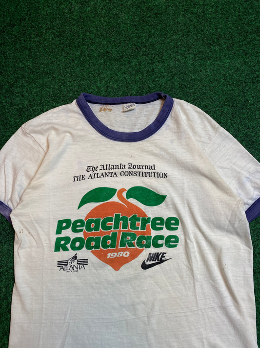 1980 Nike Atlanta Track Club Peachtree Road Race Vintage Ringer Tee (Small)