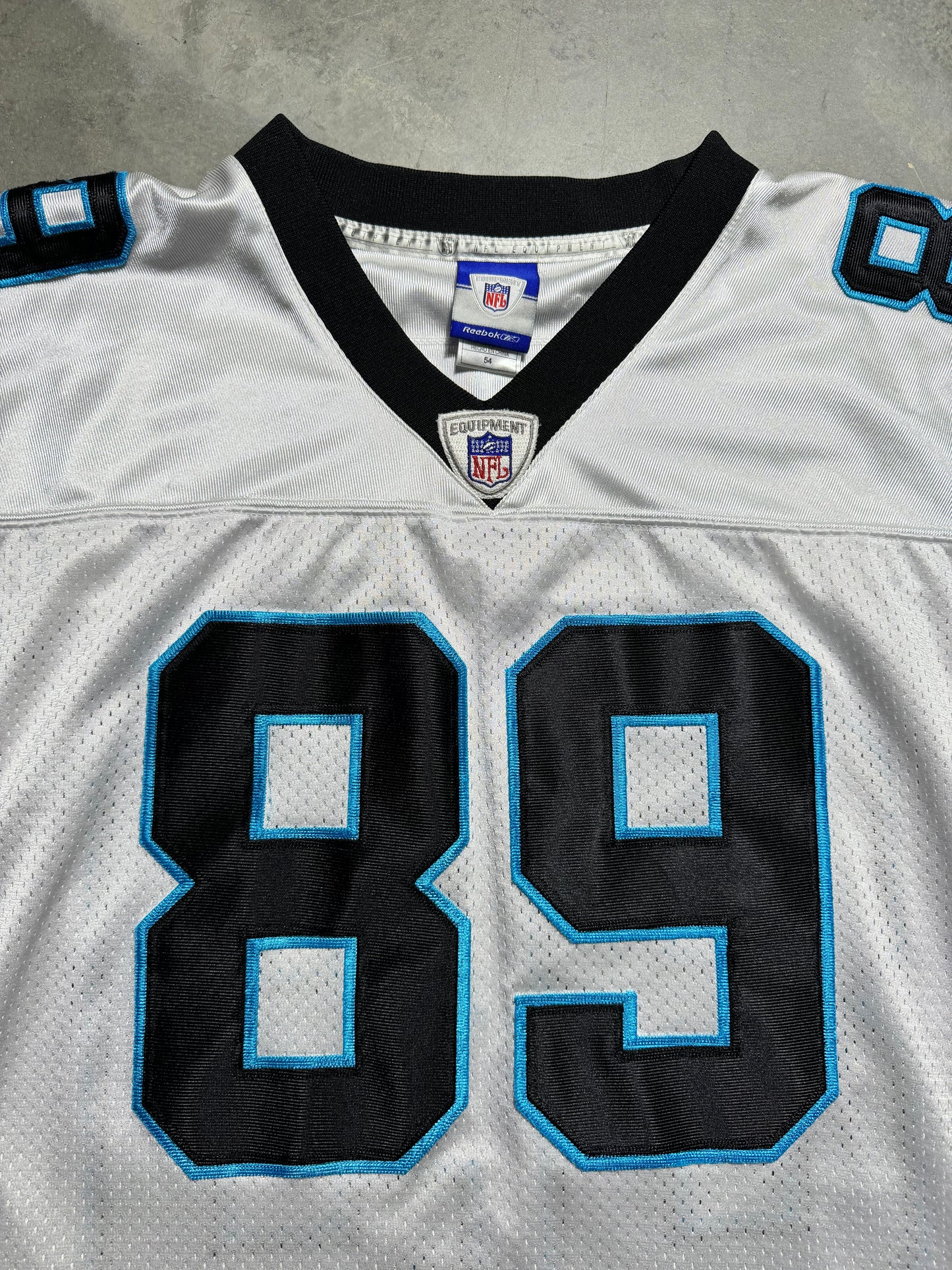 00’s Carolina Panthers Steve Smith Vintage White Reebok On Field Fully Embroidered NFL Jersey (XXL)