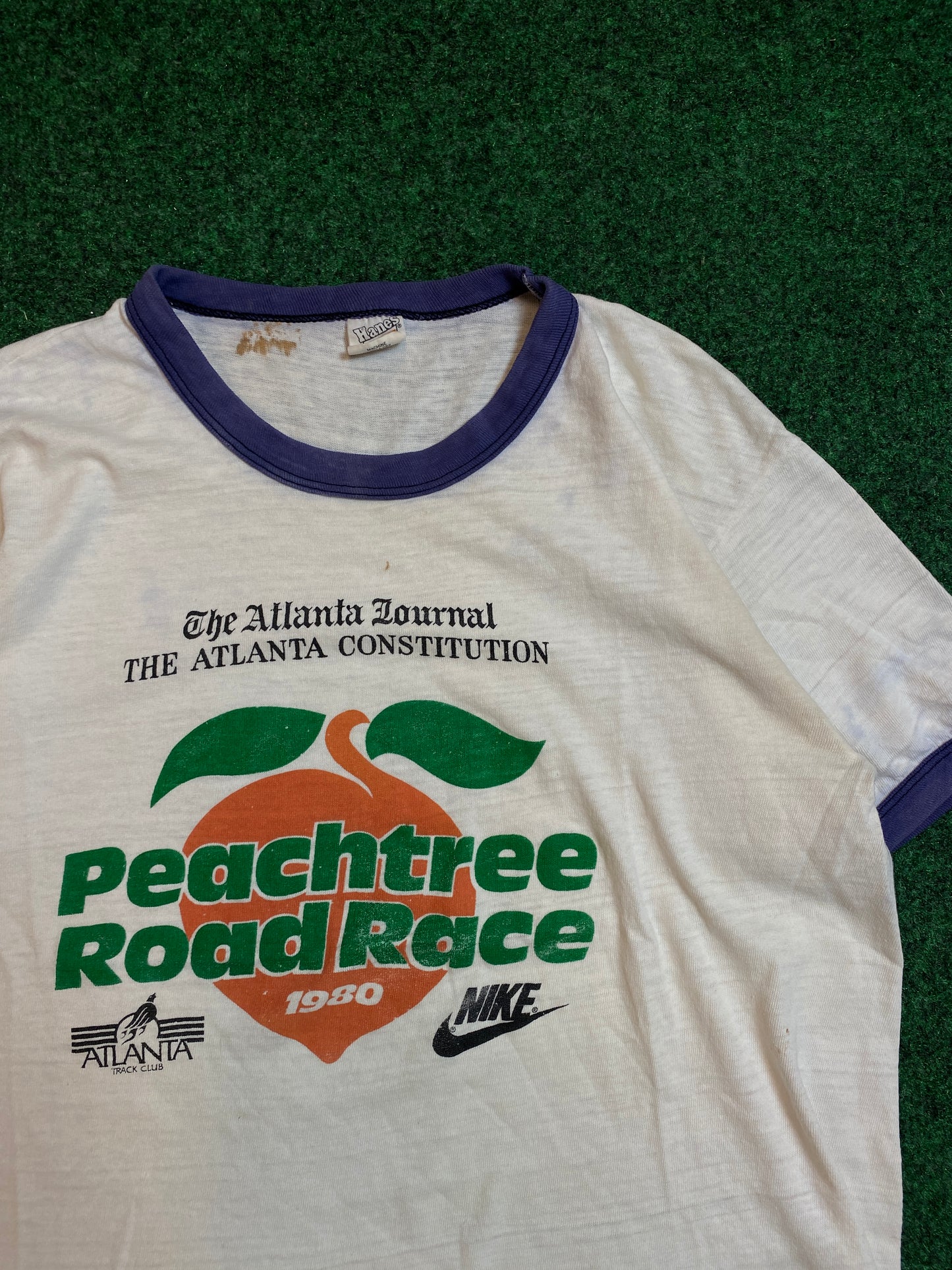 1980 Nike Atlanta Track Club Peachtree Road Race Vintage Ringer Tee (Small)