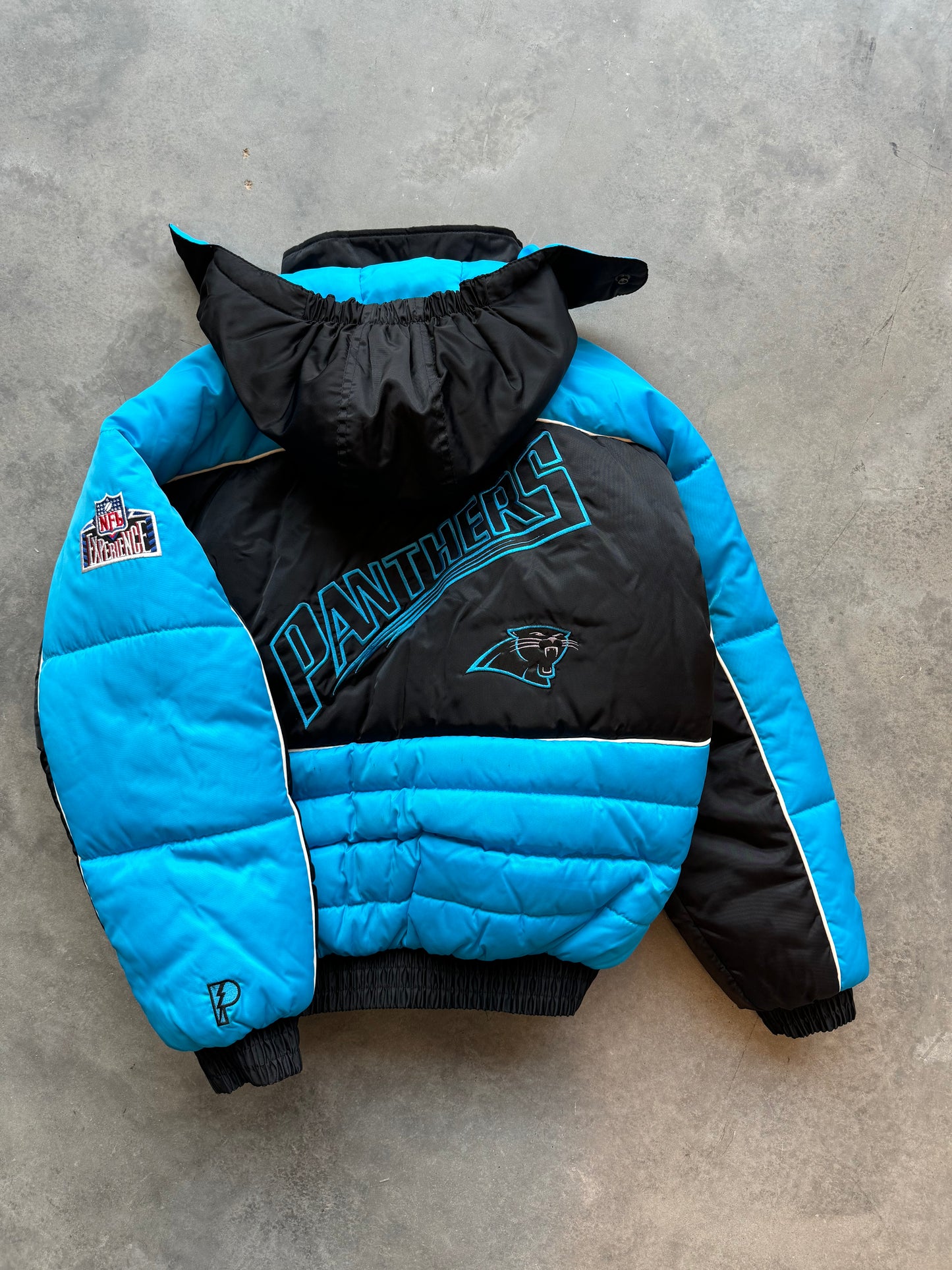 90's Carolina Panthers Vintage Pro Player Colorblocked NFL Puffer Jack –  Locker Room CLT